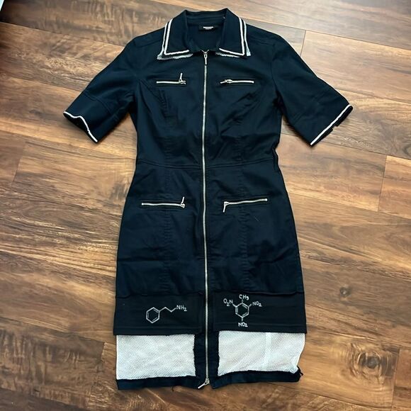 Y2K goth punk nerd utility dress size 6 - Picture 1 of 8